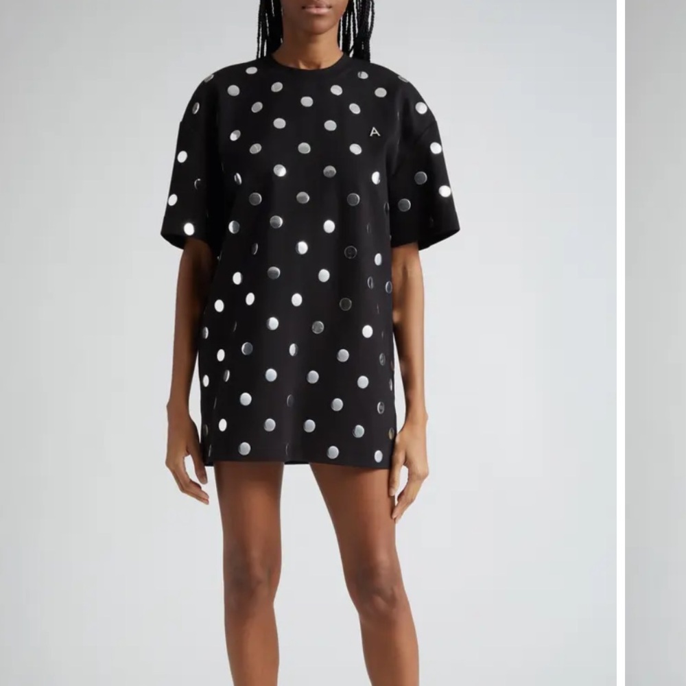 AREA Polka Dot Mirrored T Shirt Dress in Black SZ S EUC